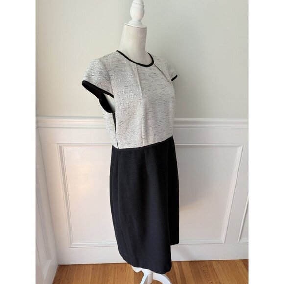Hobbs London Lara Dress Gray Black Tweed Colorblock Sheath 12 - Picture 3 of 6